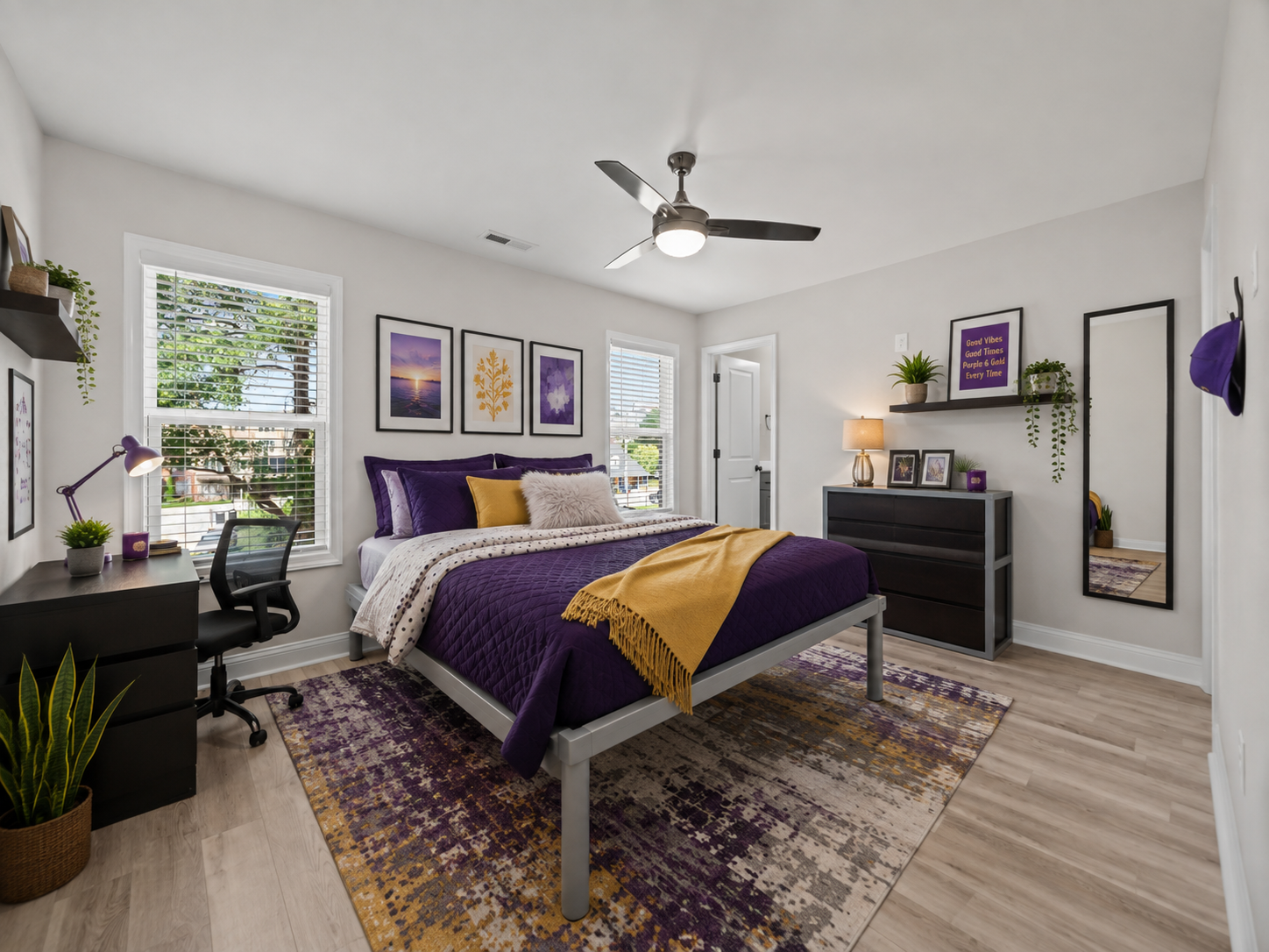 Fully furnished private bedroom at Campus Townes